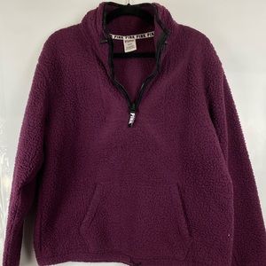PINK Victorias Secret Teddy Half Zip Sweater Fuzzy